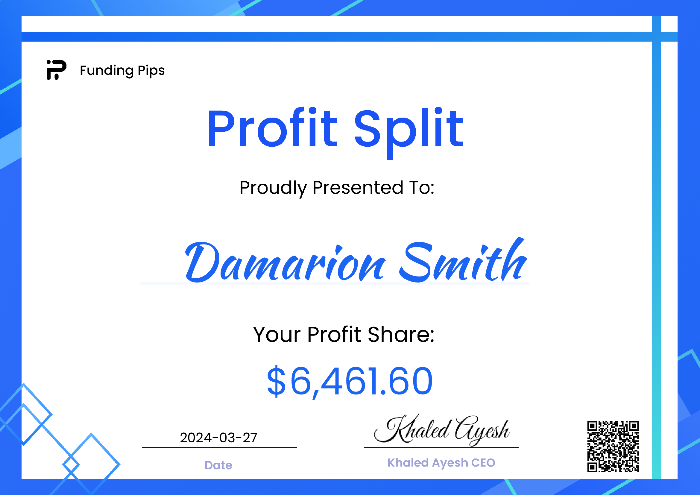 Verified $15,336 payout from Funding Pips