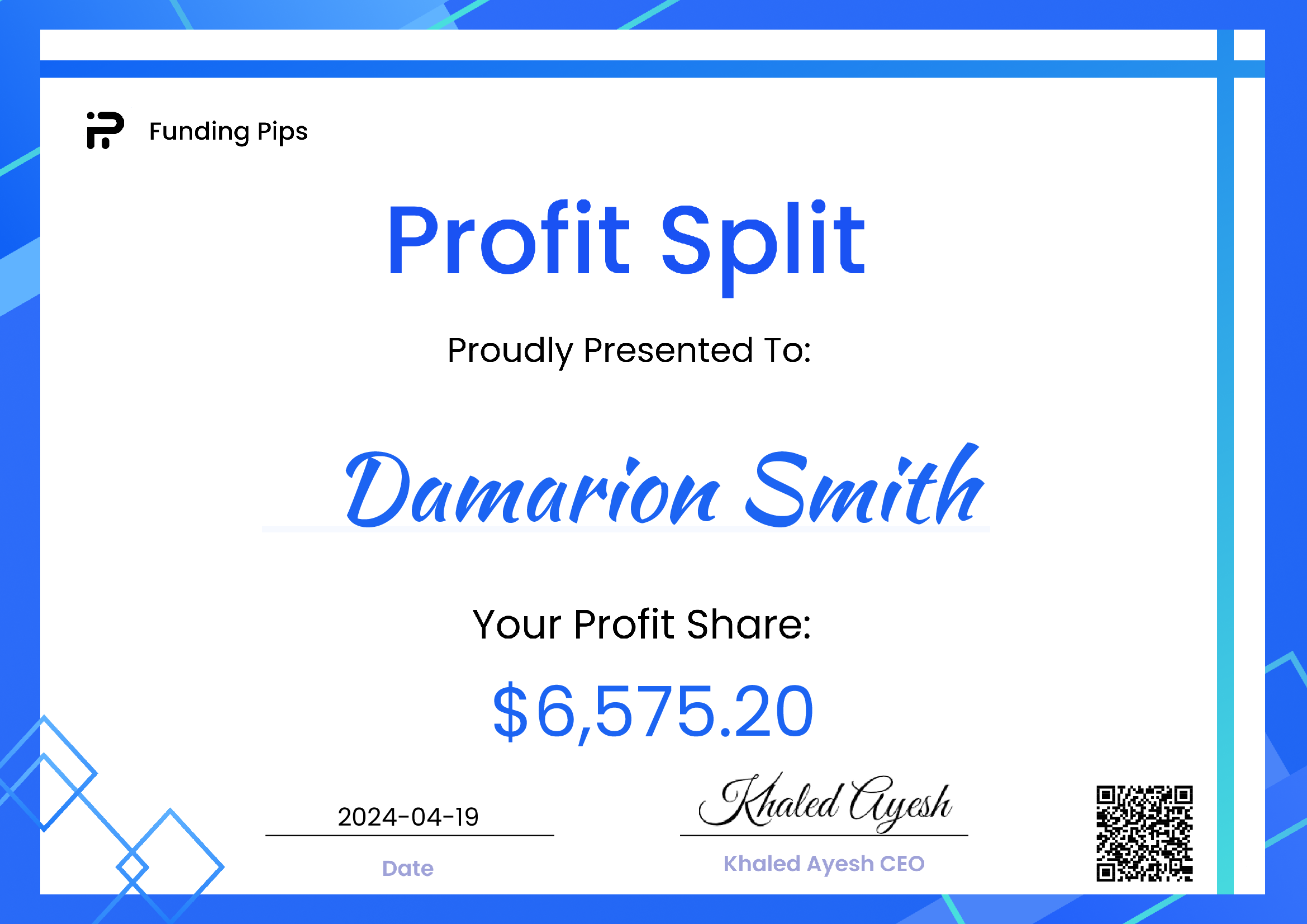 Verified $15,336 payout from Funding Pips