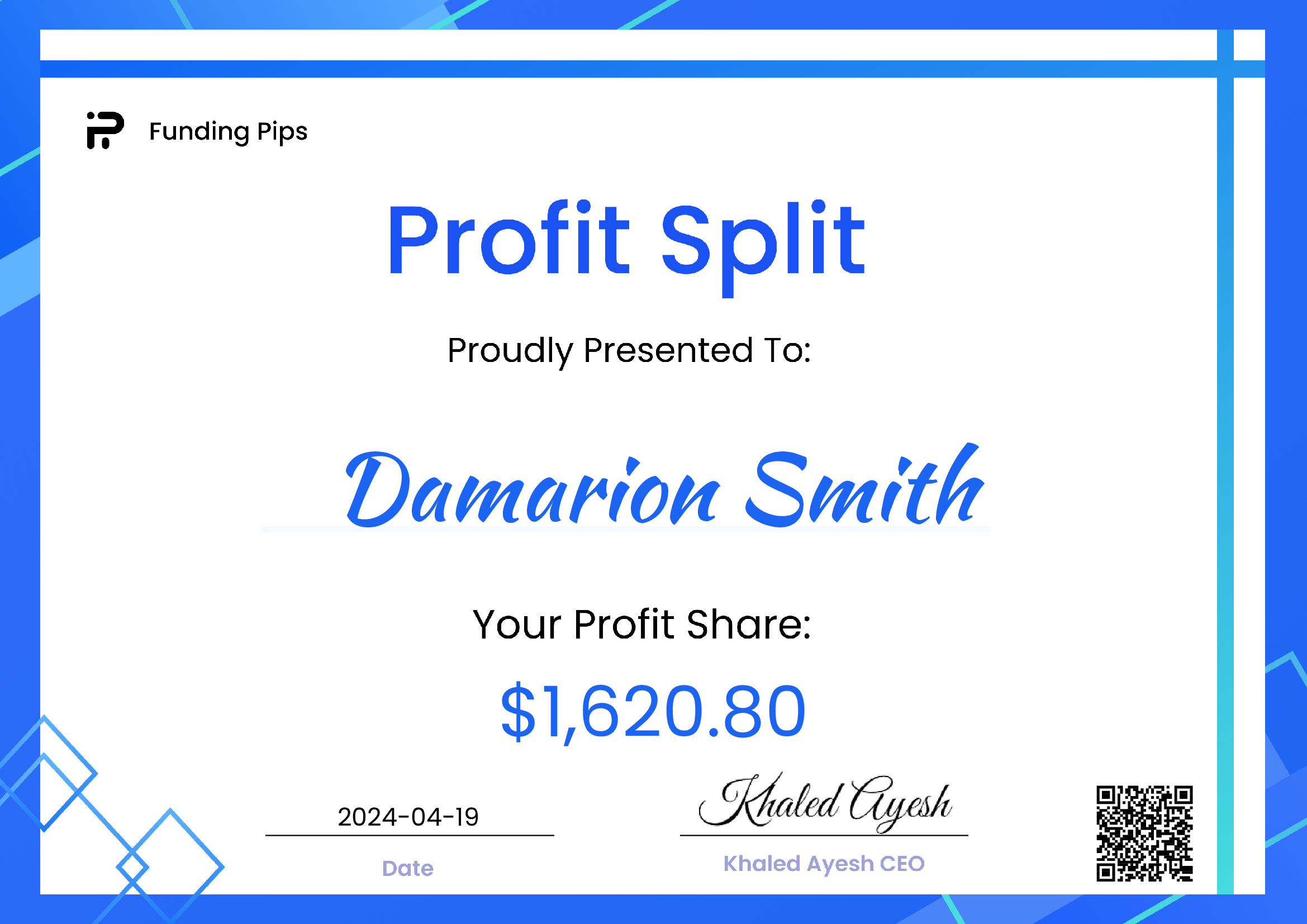 Verified $15,336 payout from Funding Pips
