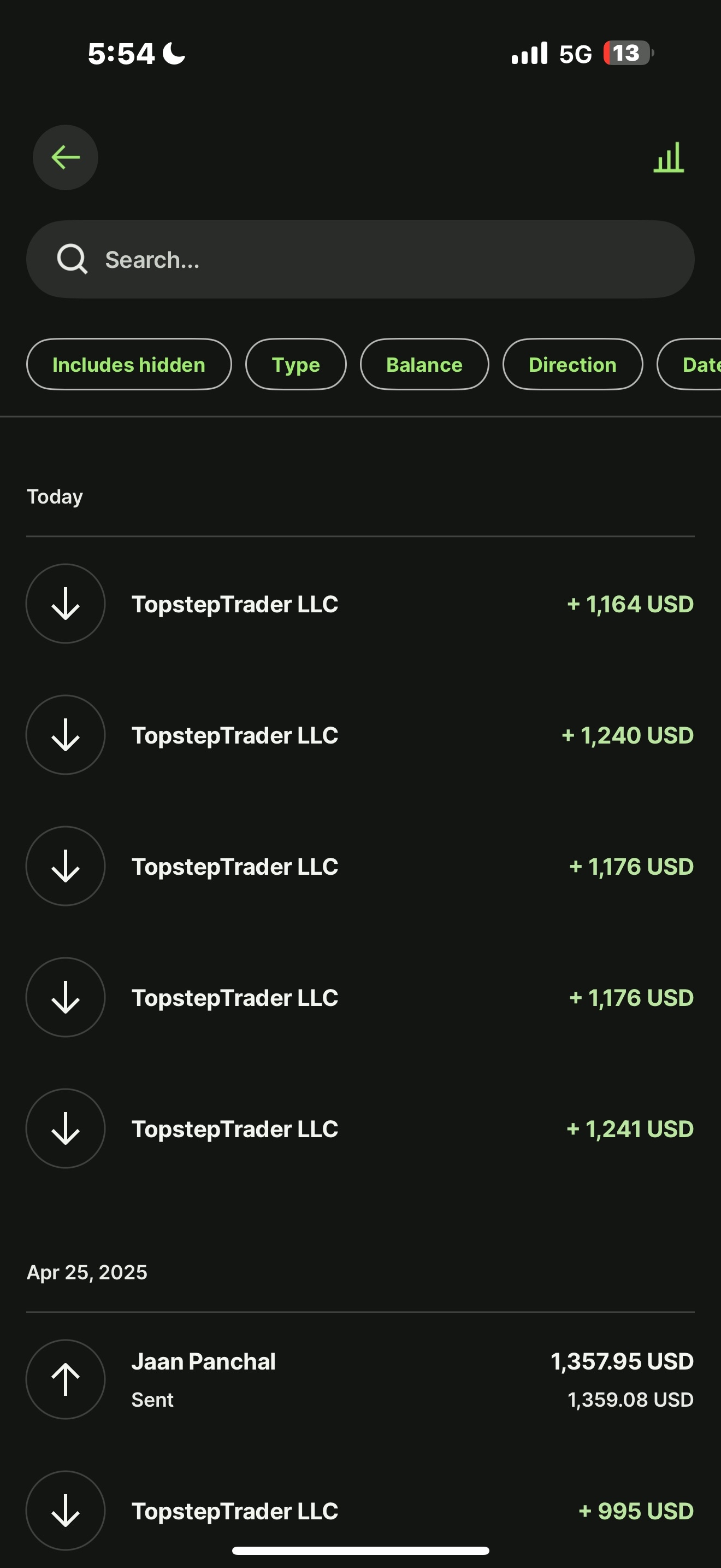 Verified $8,899.95 payout from TopstepTrader LLC