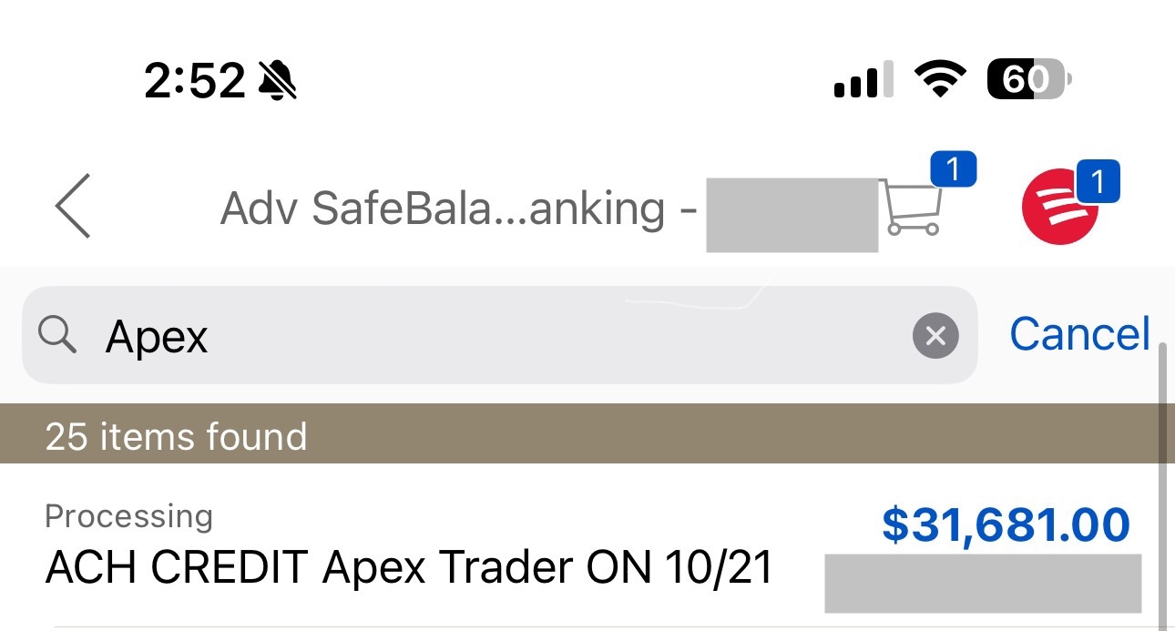 Verified $31,681 payout from Apex