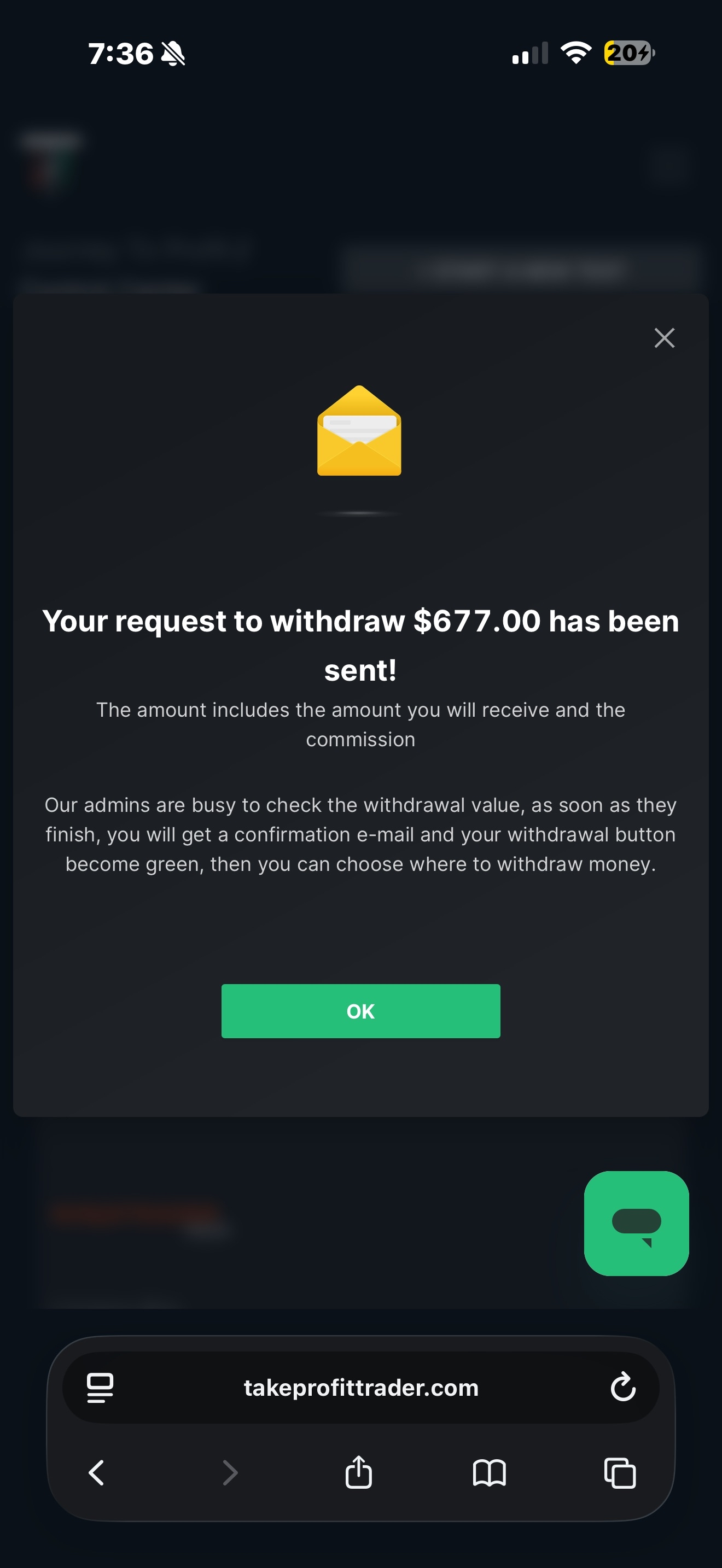 Verified $677 payout from Take Profit Trader