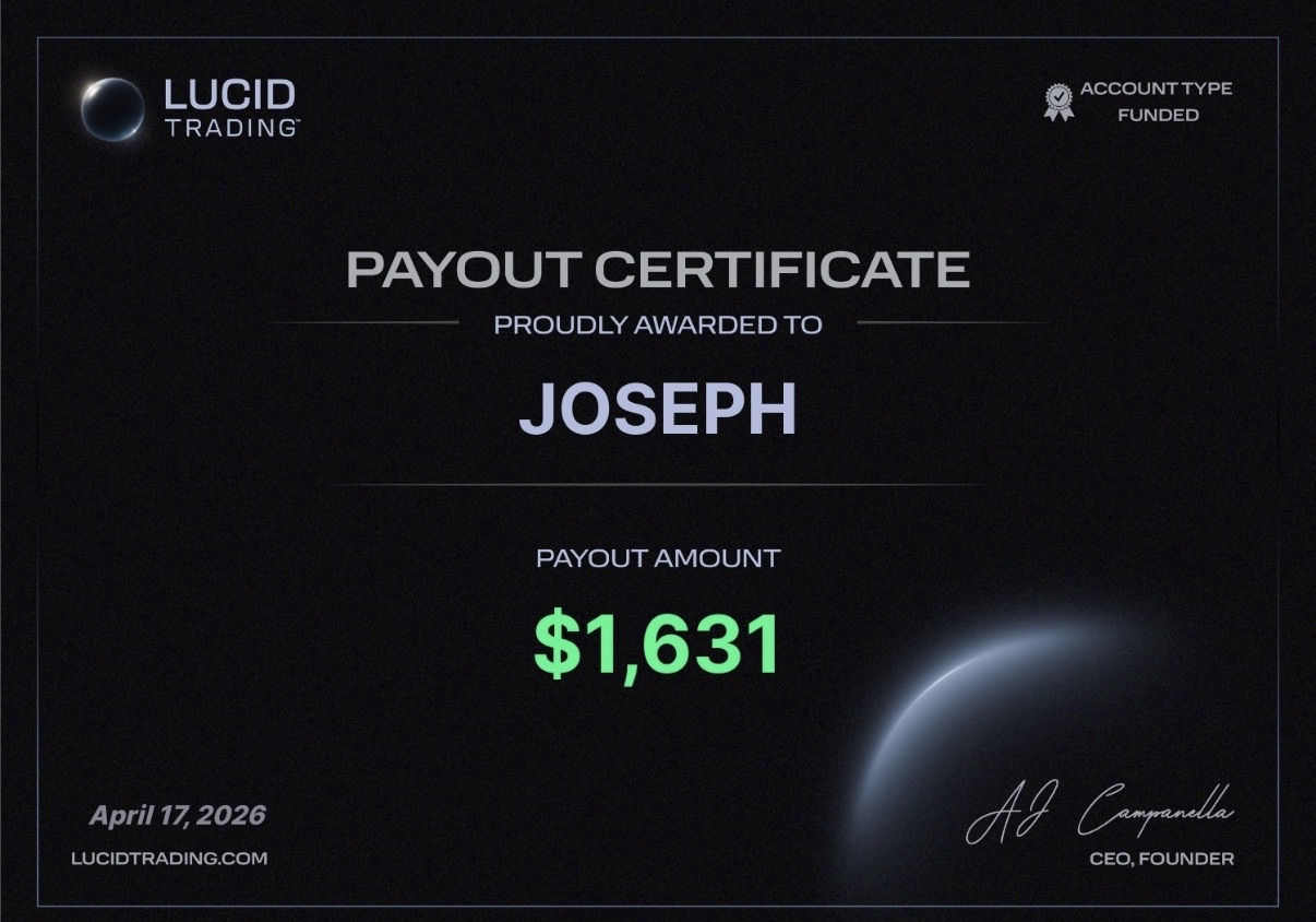 Verified $1,631 payout from Lucid Trading