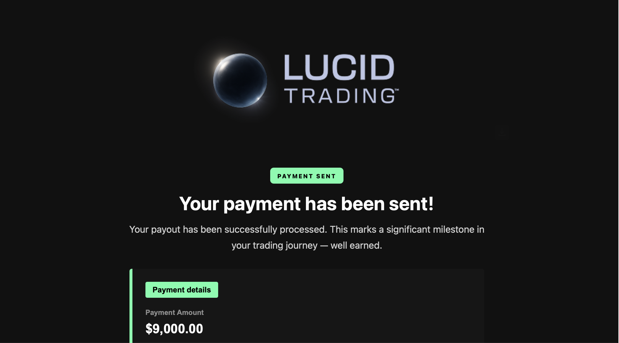 Verified $9,000 payout from Lucid Trading