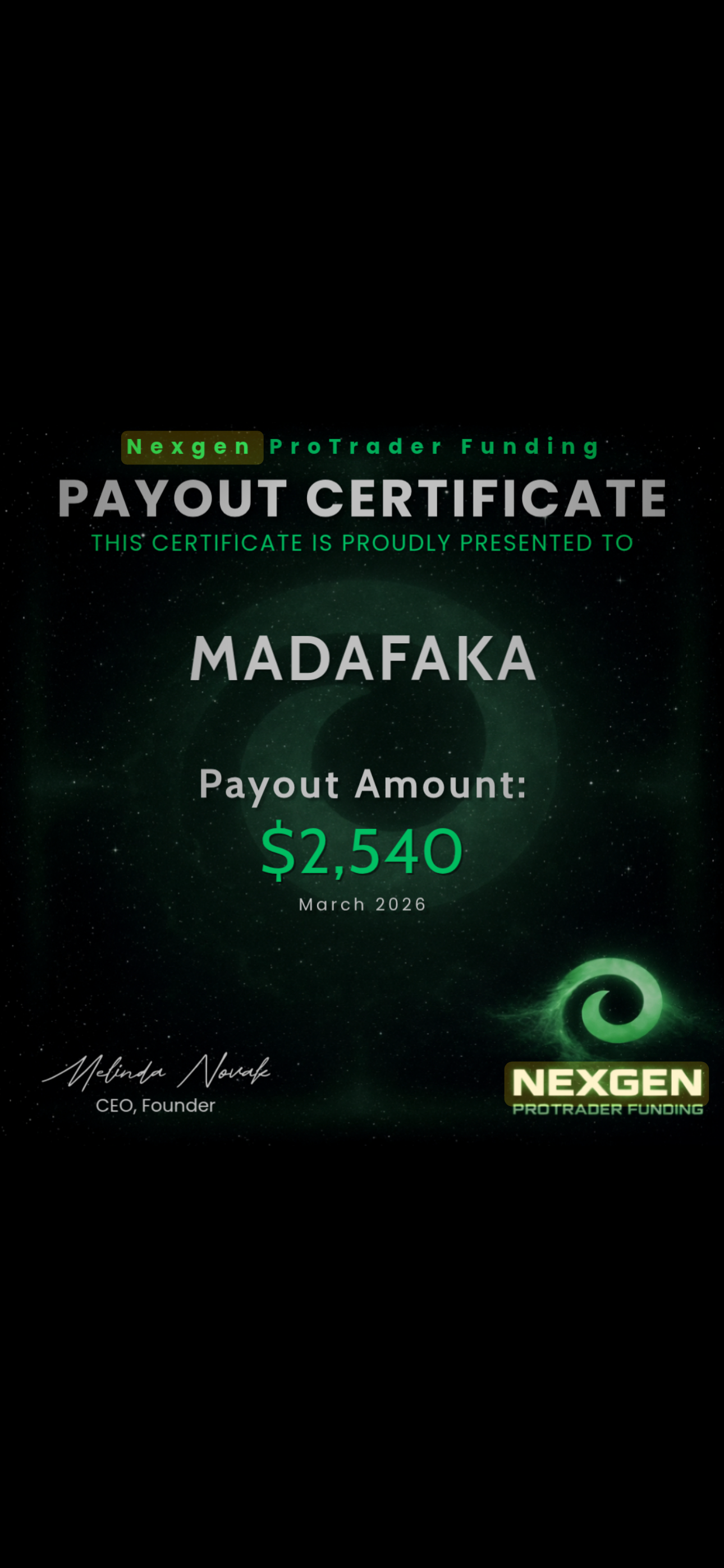 Verified $4,675 payout from Nexgen ProTrader Funding