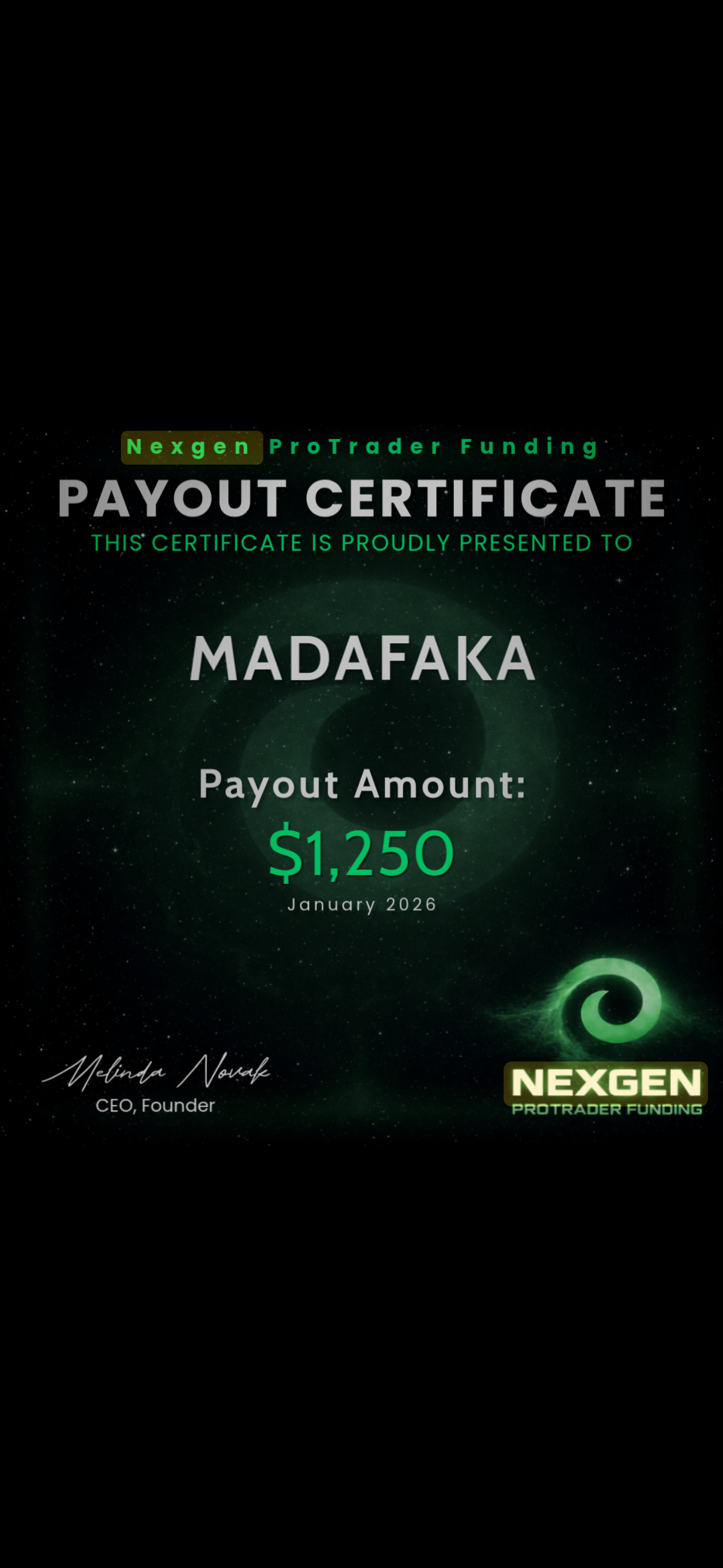 Verified $4,675 payout from Nexgen ProTrader Funding