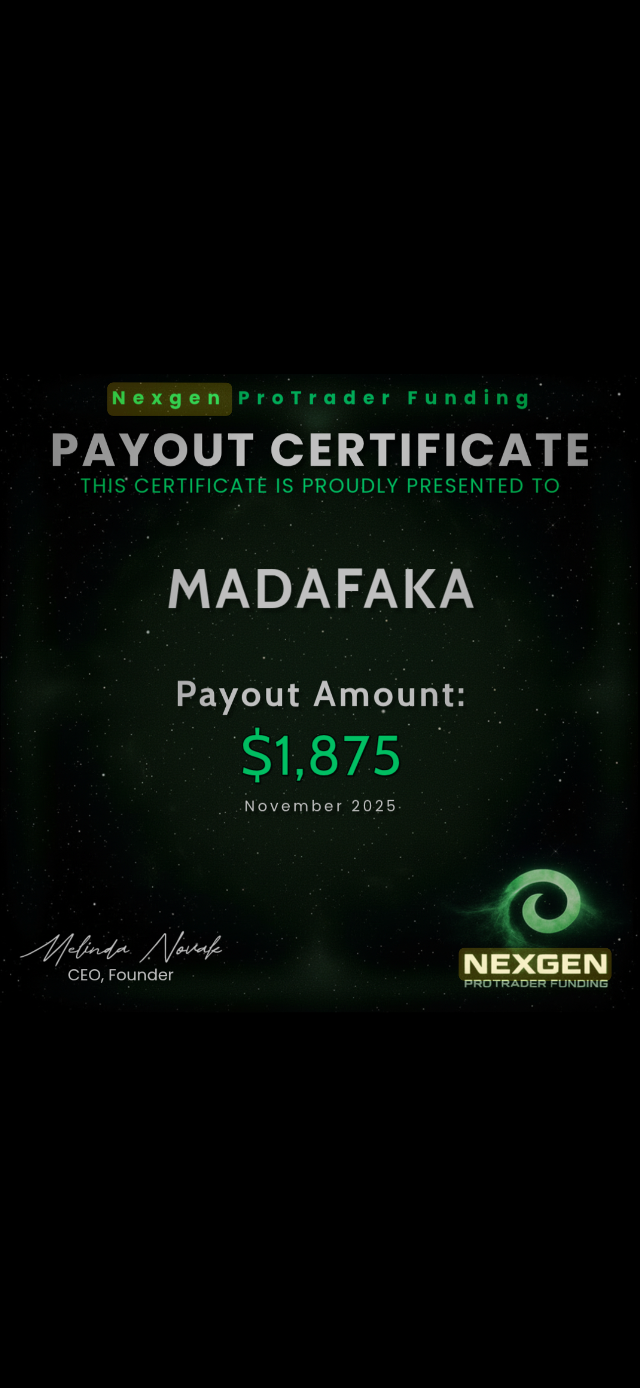 Verified $4,675 payout from Nexgen ProTrader Funding